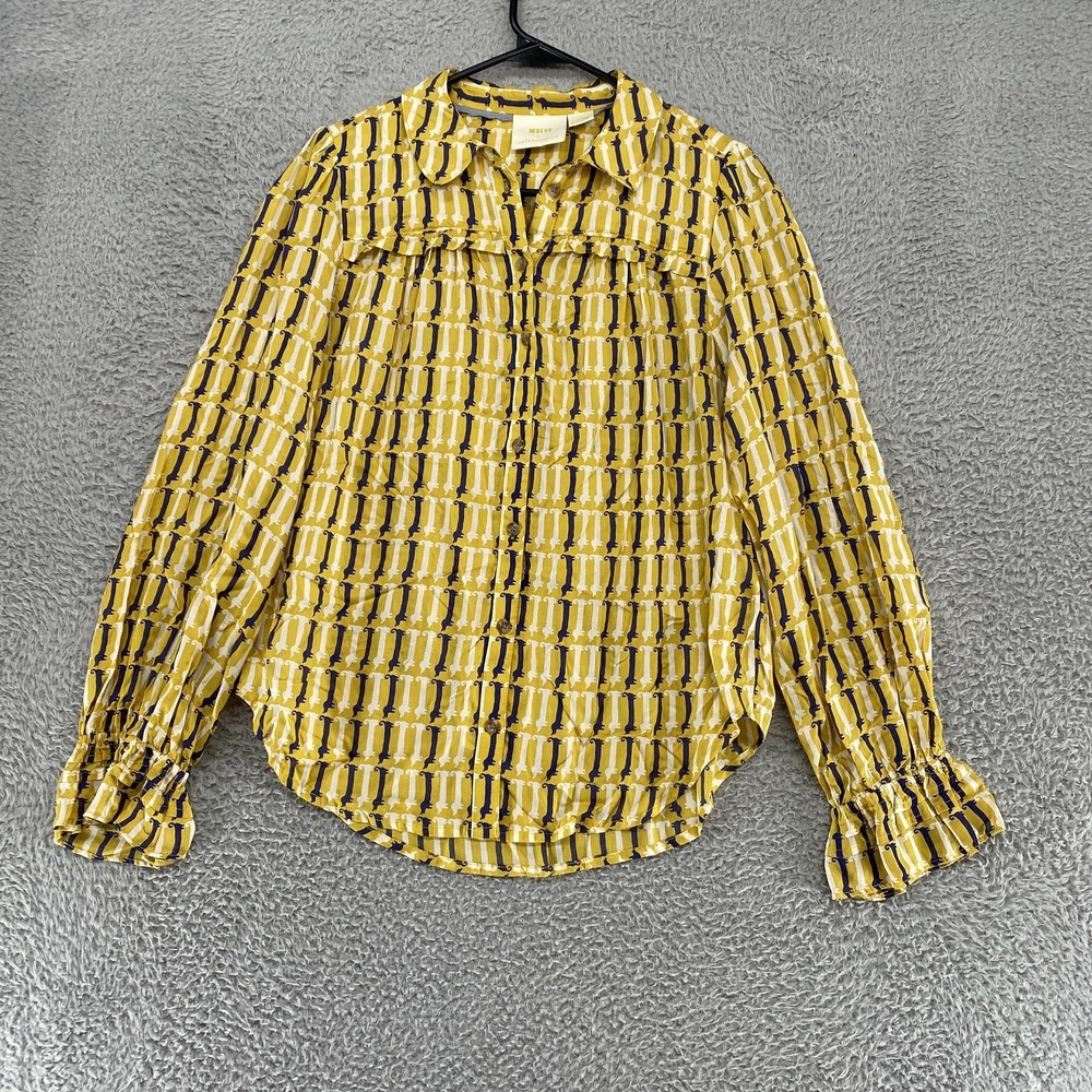 Maeve Anthropologie‎ Dog Shirt Womens 8 Dachshund Novelty Blouse Office Work